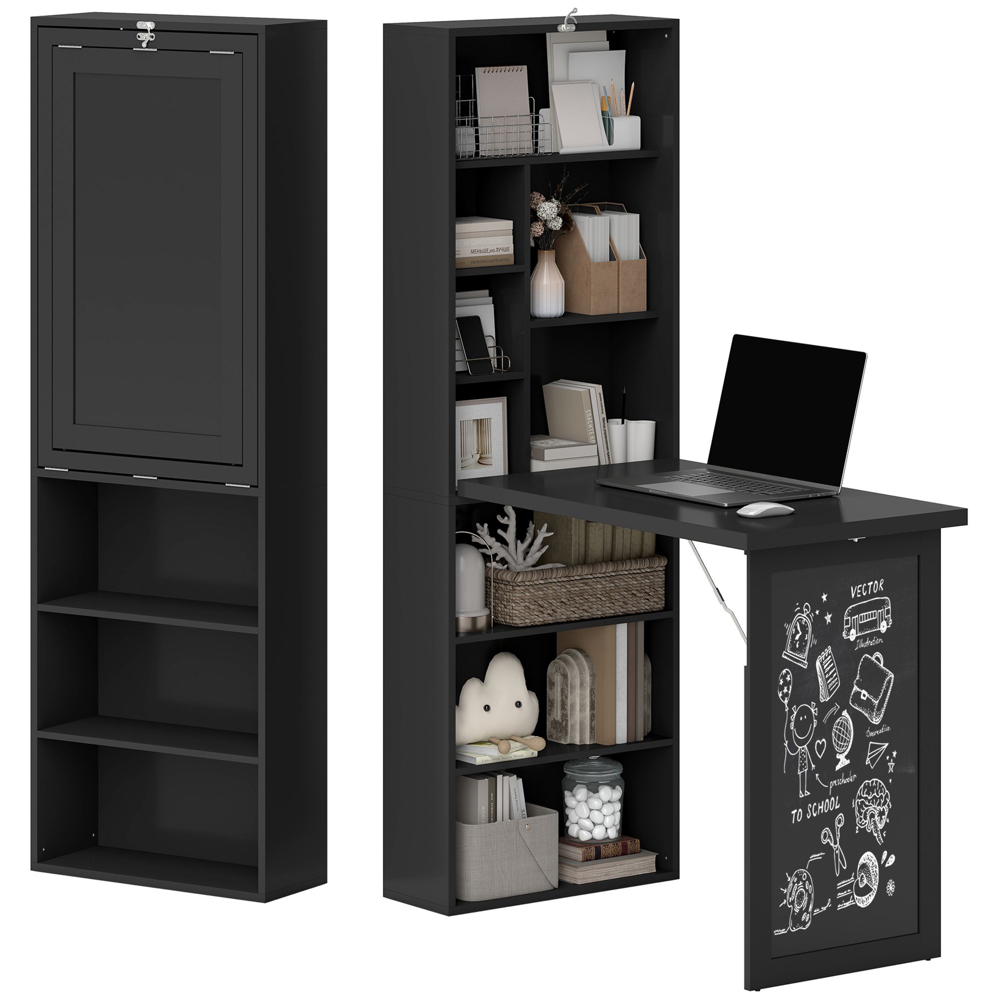 Wall Mounted Desk Fold - Fold-out Convertible Home Office Desk, Wall