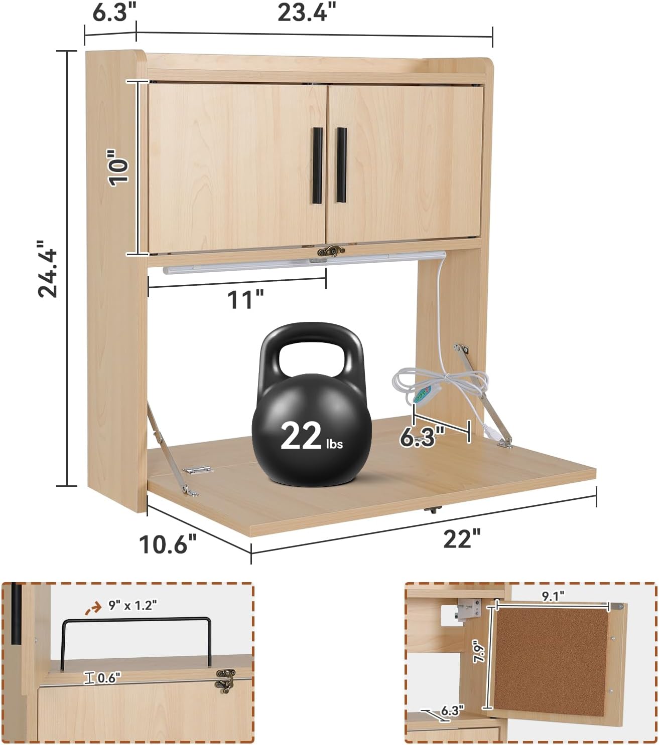 ARTETHYS Wall Mounted Desk Fol - Wall Mounted Desk Fold ulasan dan harga