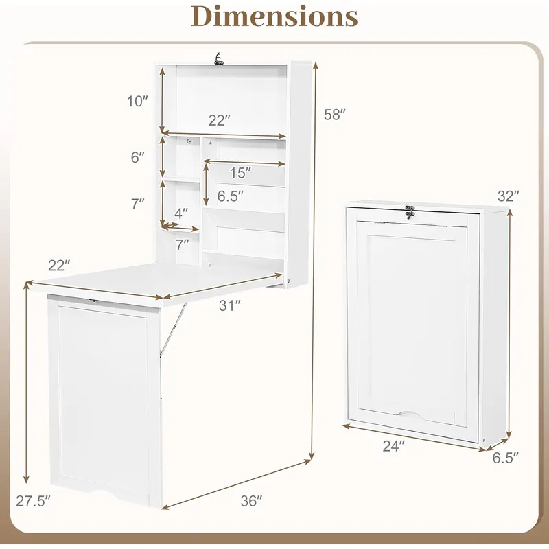 Multi-Function Computer Desk W - Wall Mounted Desk Fold ulasan dan harga
